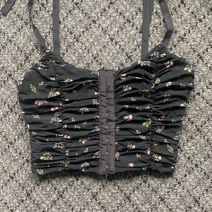 Black floral tank top